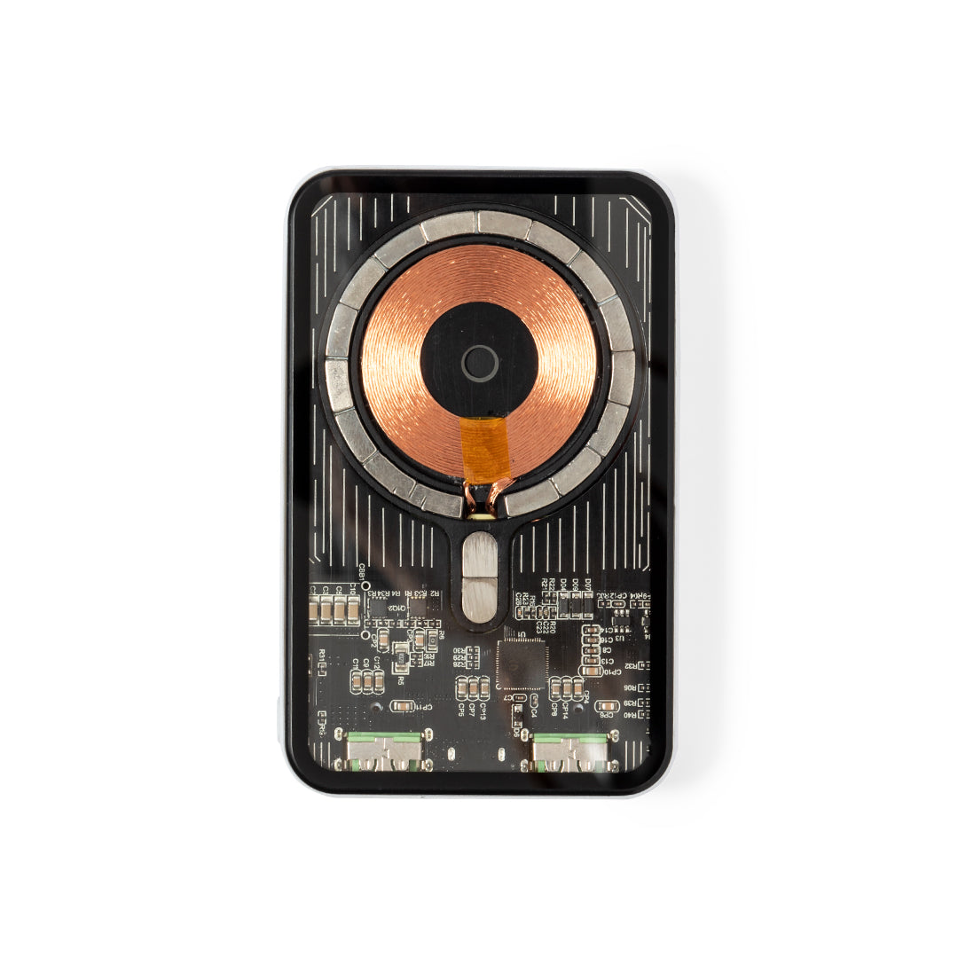 Caricatore wireless trasparente con base bianca da personalizzare