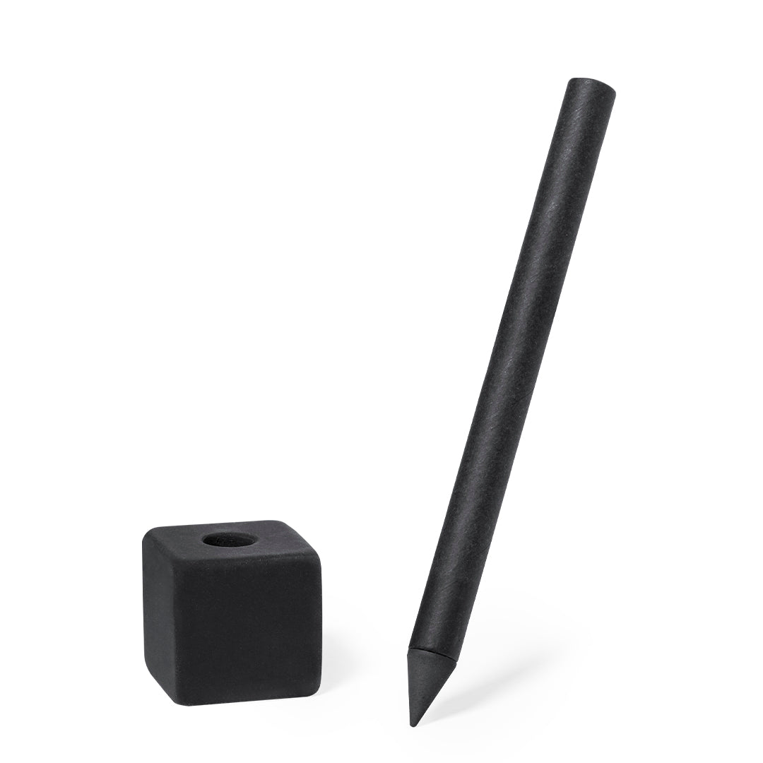 Matita eterna in cartone nero con supporto da personalizzare