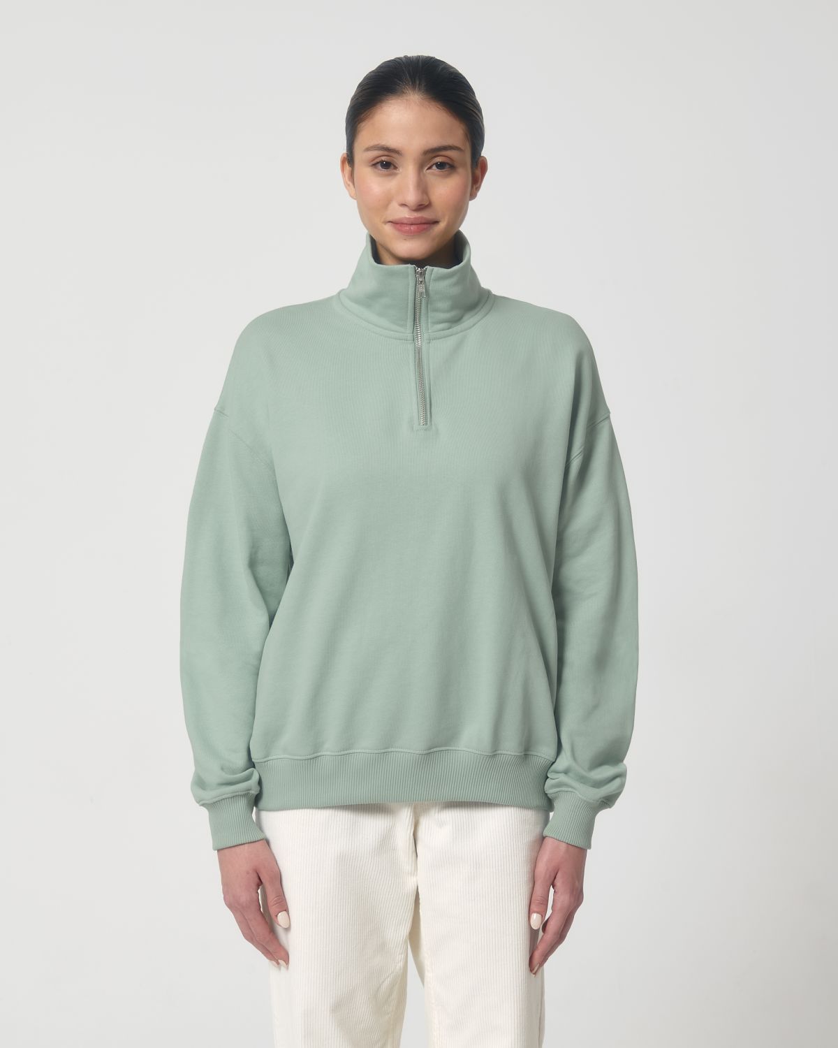 Felpa unisex squadrata con mezza zip - Miller Dry