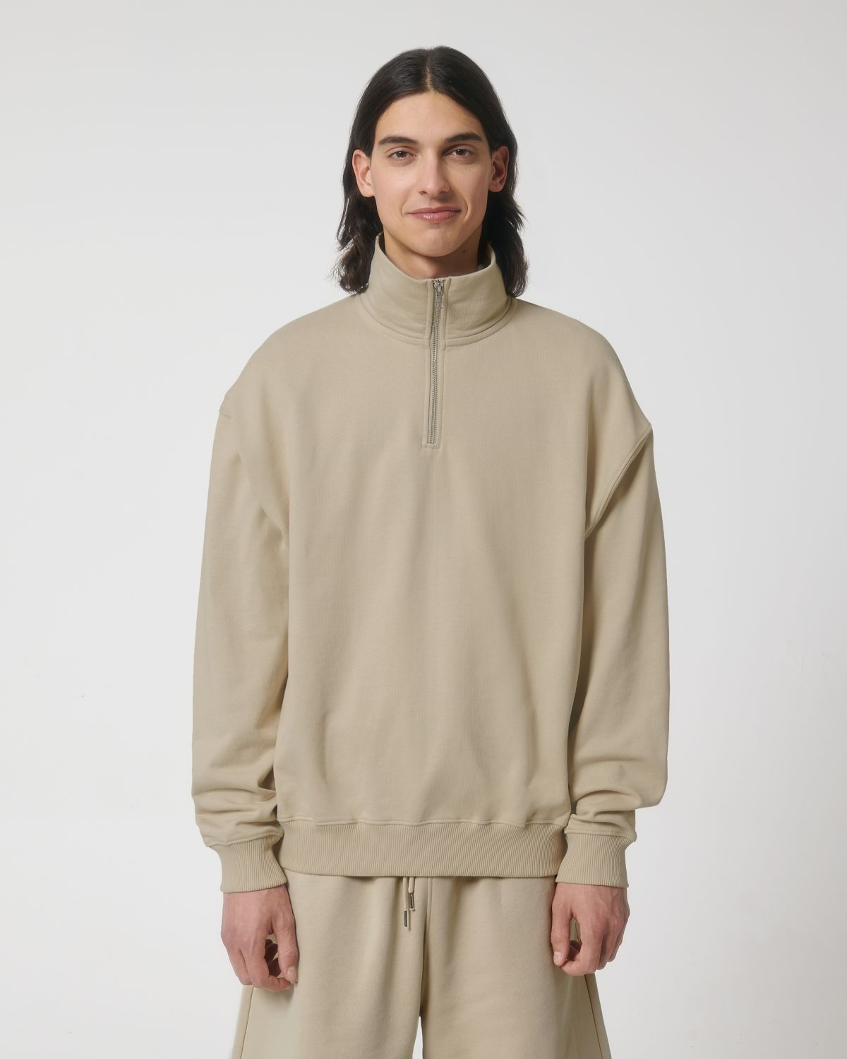 Felpa unisex squadrata con mezza zip - Miller Dry
