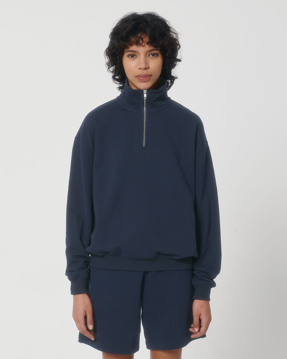 Felpa unisex squadrata con mezza zip - Miller Dry
