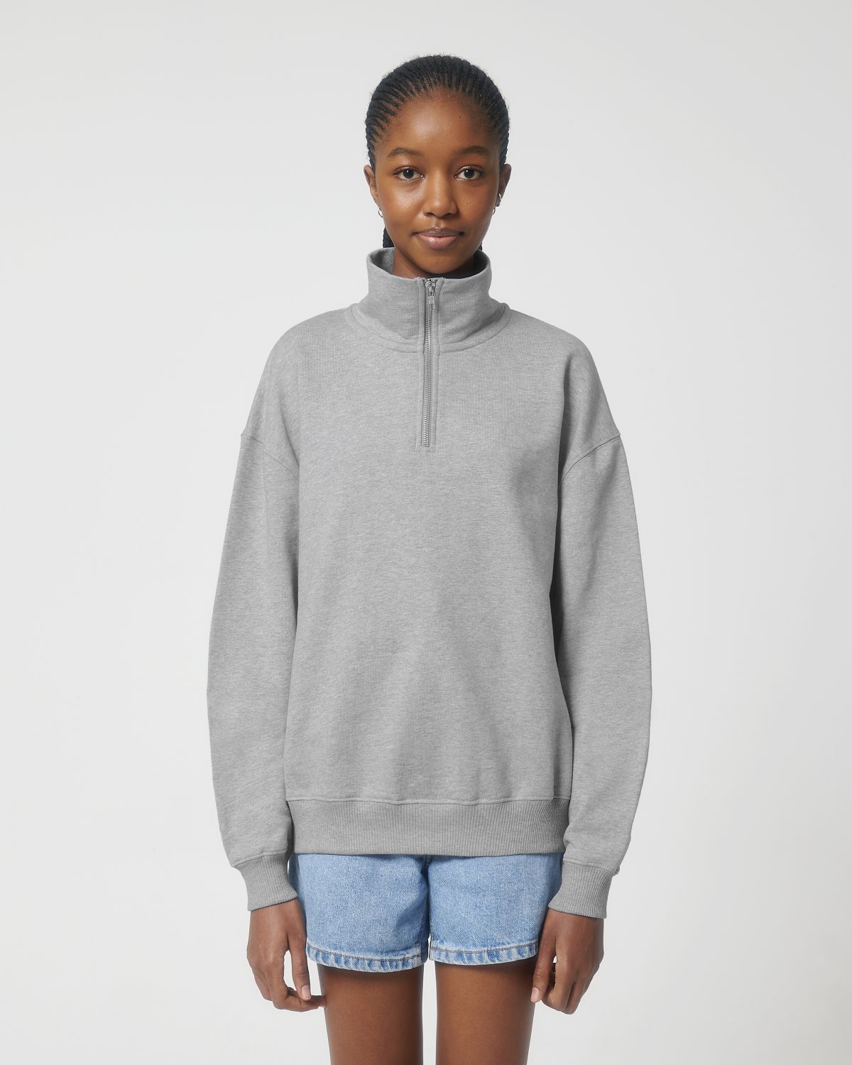 Felpa unisex squadrata con mezza zip - Miller Dry