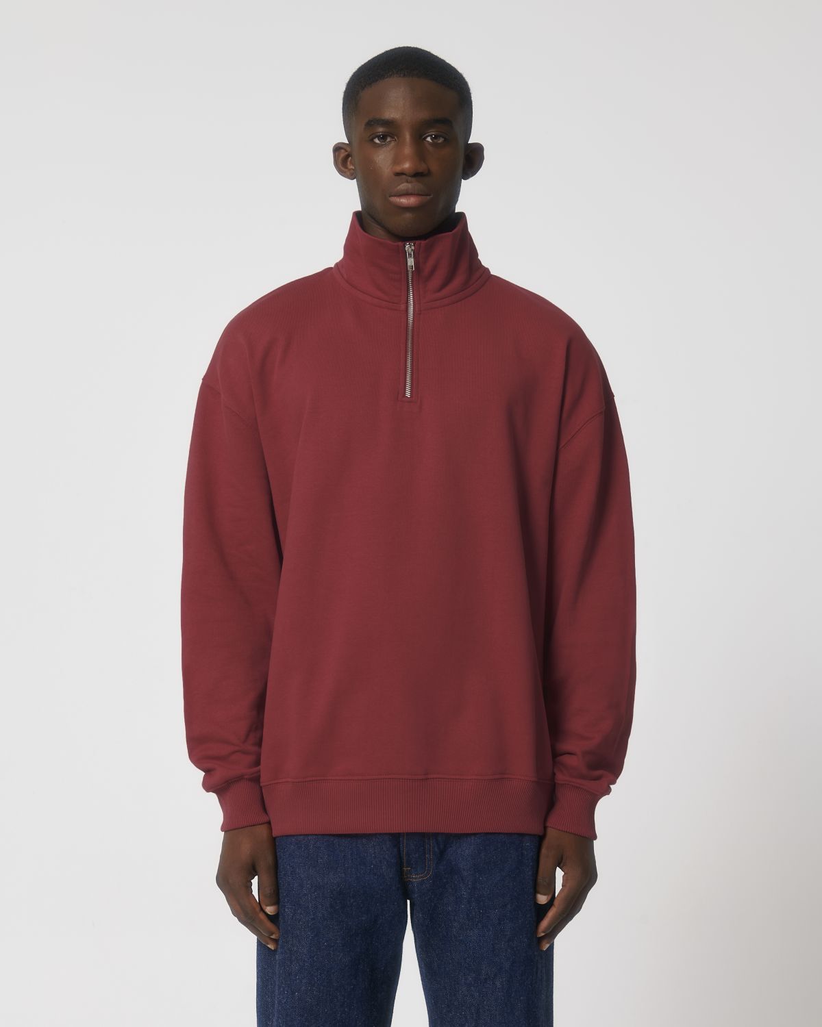 Felpa unisex squadrata con mezza zip - Miller Dry