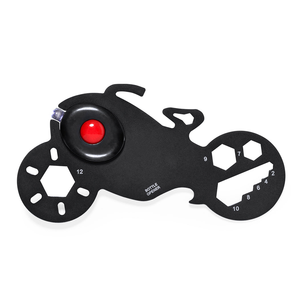 Multiutensile a forma di moto nero da personalizzare