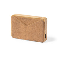 Power bank in bambù con supporto in sughero