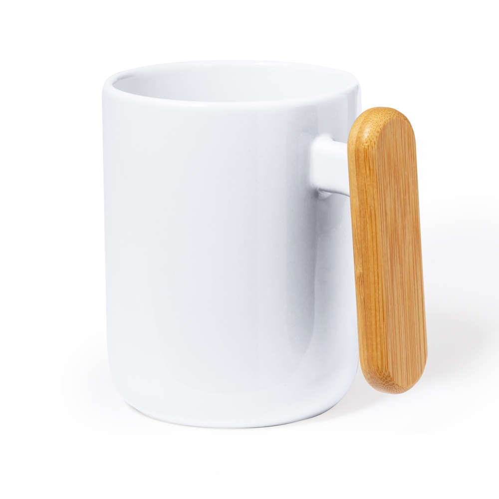 Tazza in ceramica con manico in bambù da personalizzare