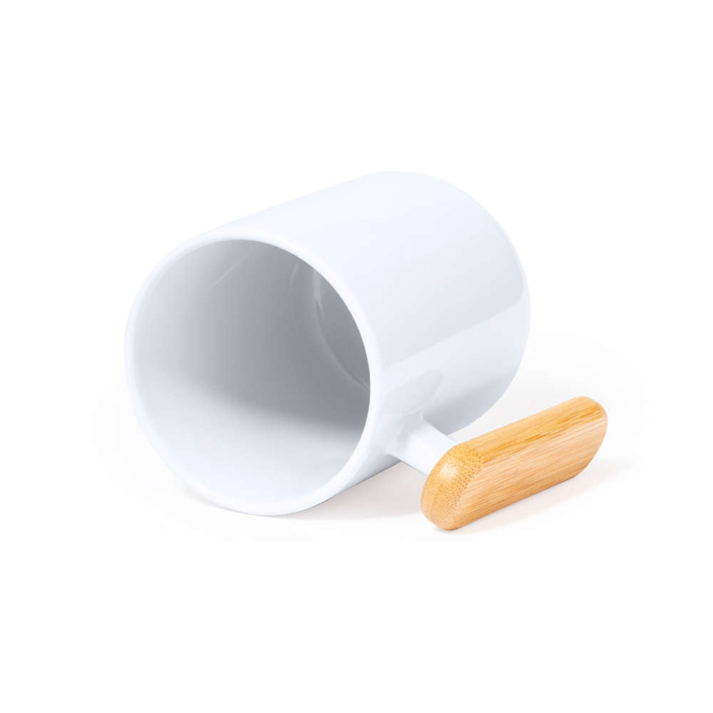Tazza in ceramica con manico in bambù da personalizzare