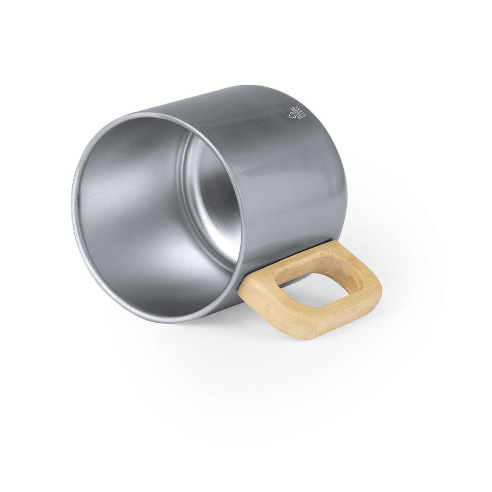 Tazza termica con manico in legno