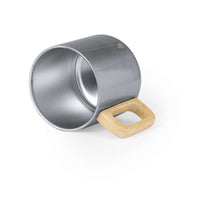 Tazza termica con manico in legno