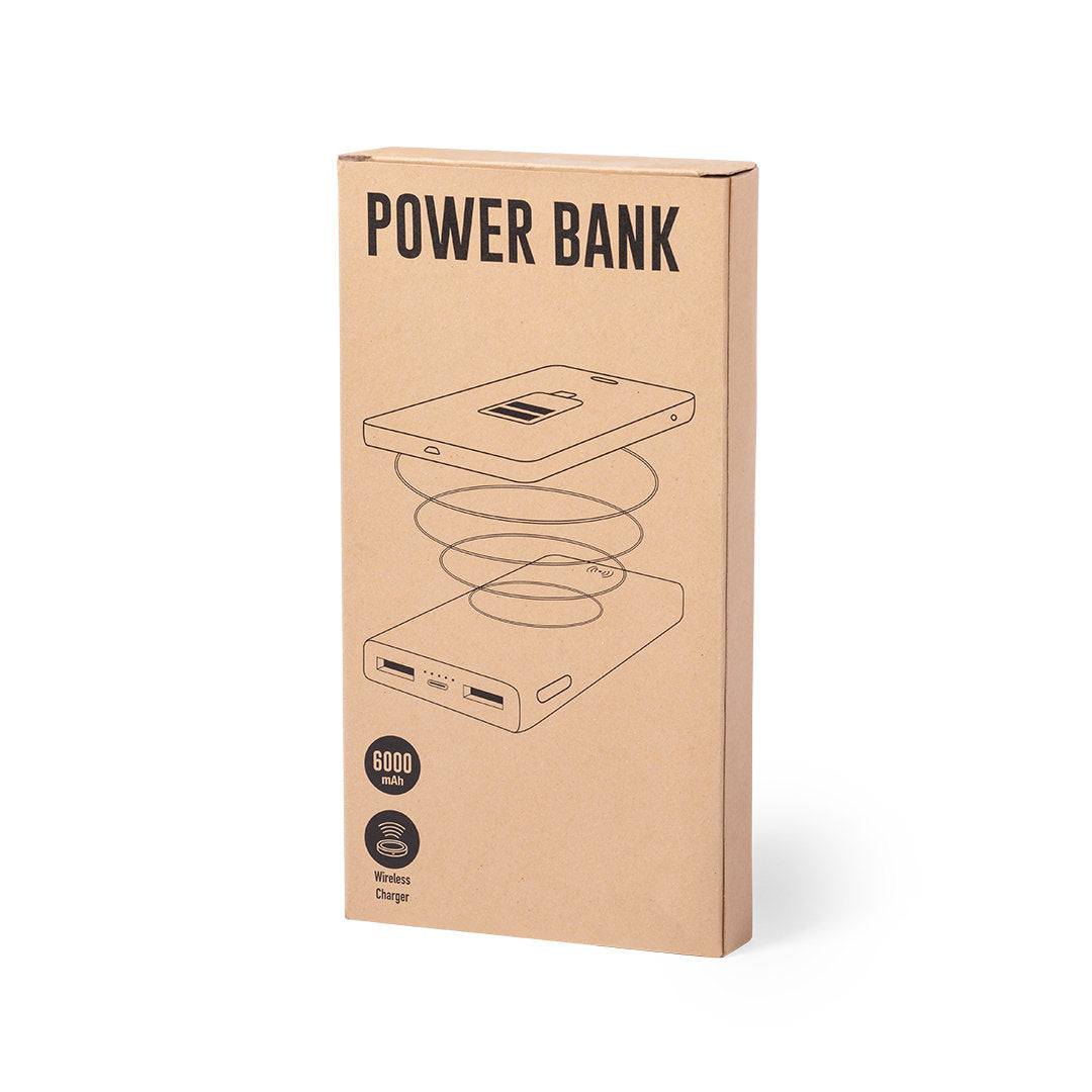 Power bank wireless in bambù