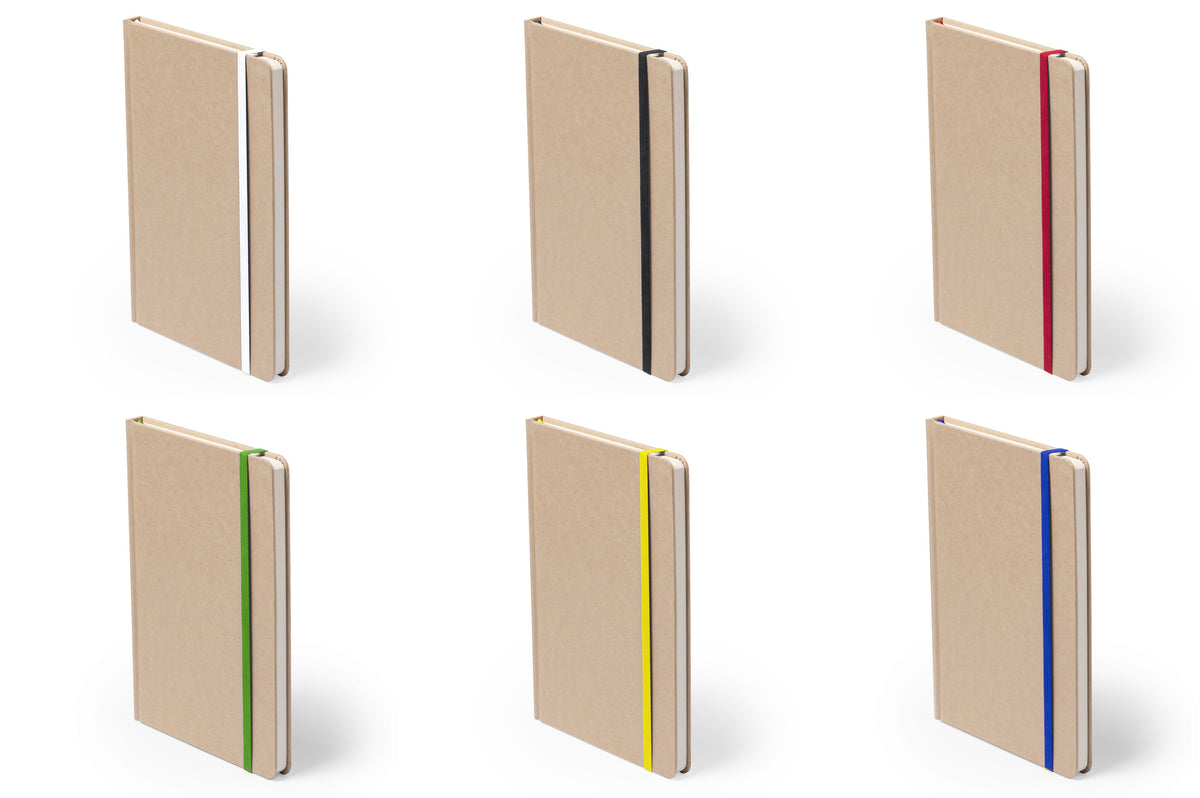 Quaderno A5 in cartone riciclato con elastico colorato