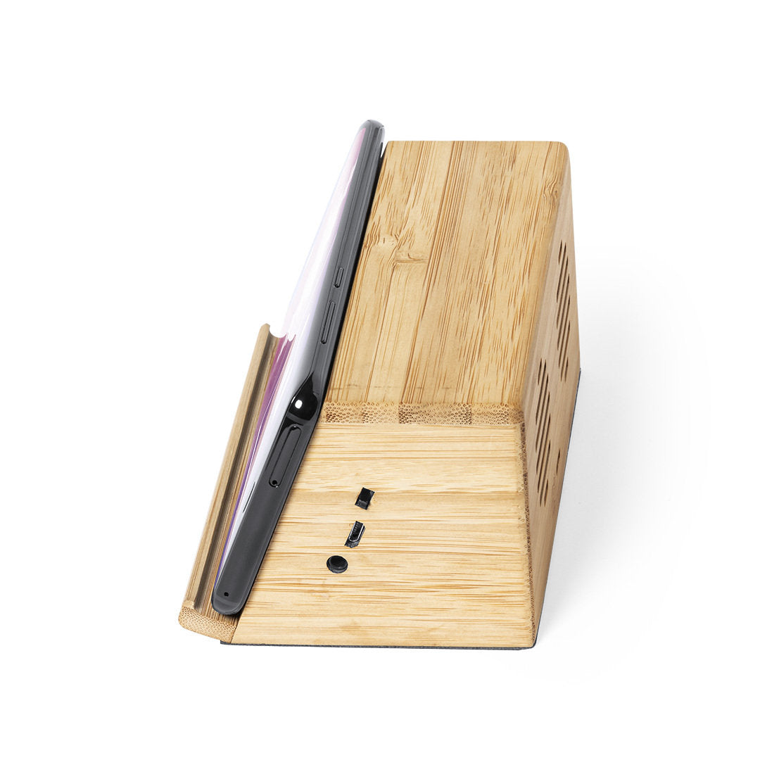 Cassa con ricarica wireless e supporto smartphone