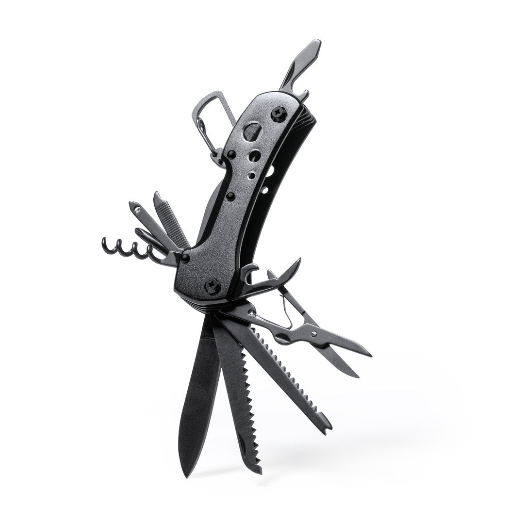 Coltellino multiuso in acciaio inox nero 13 funzioni