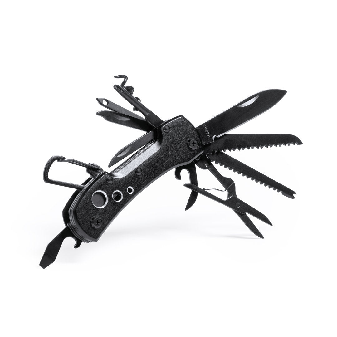Coltellino multiuso in acciaio inox nero 13 funzioni
