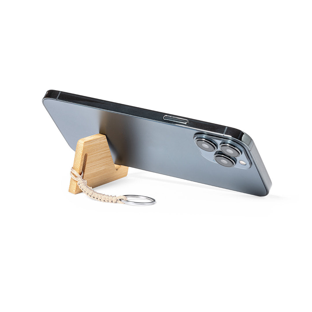 Portachiavi in bambù supporto smartphone