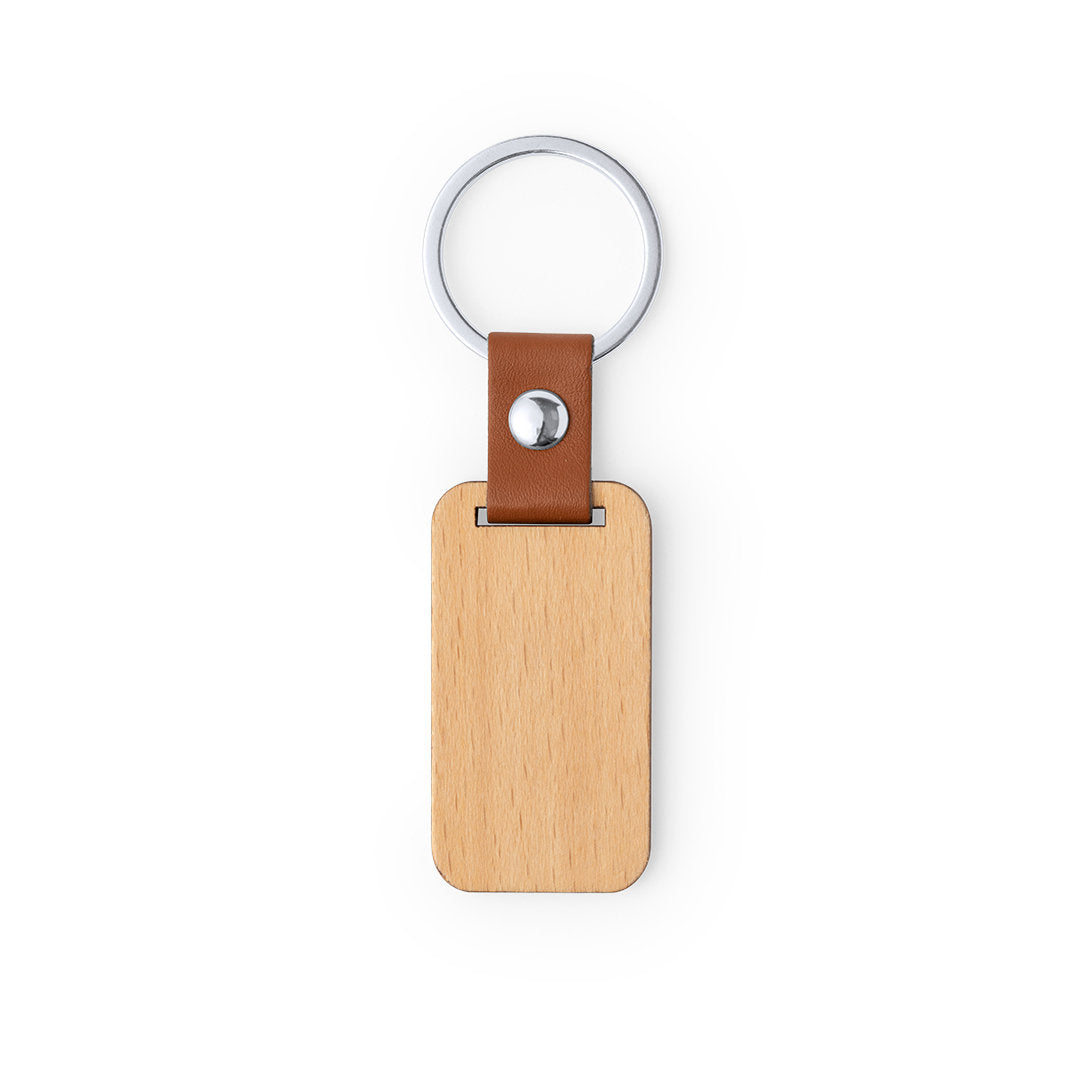Portachiavi in legno con cintura in pelle