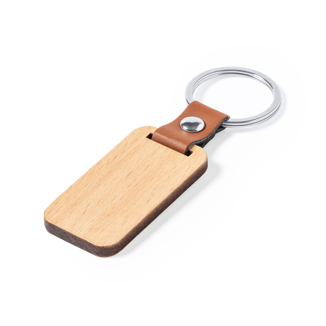 Portachiavi in legno con cintura in pelle