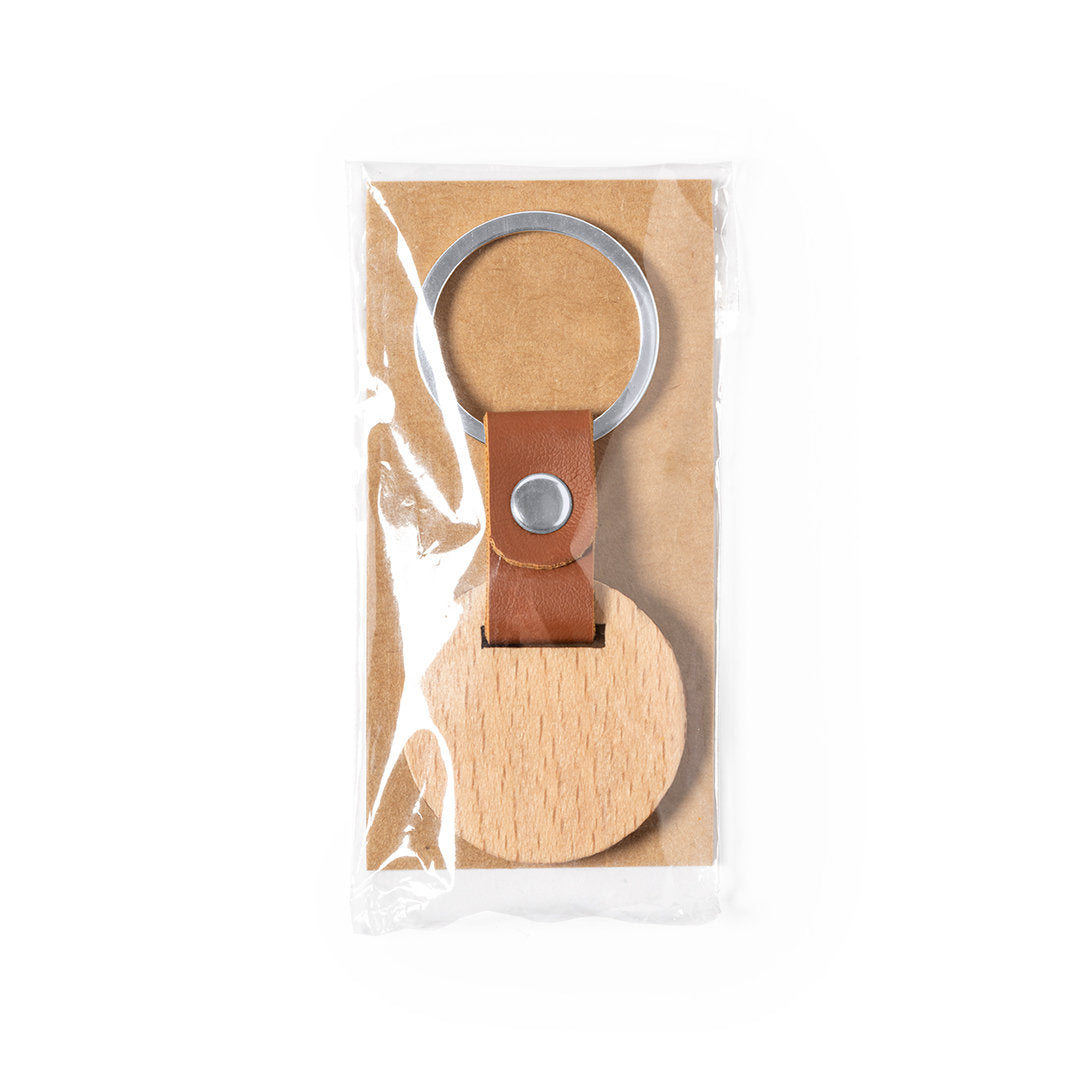 Portachiavi in legno con cintura in pelle