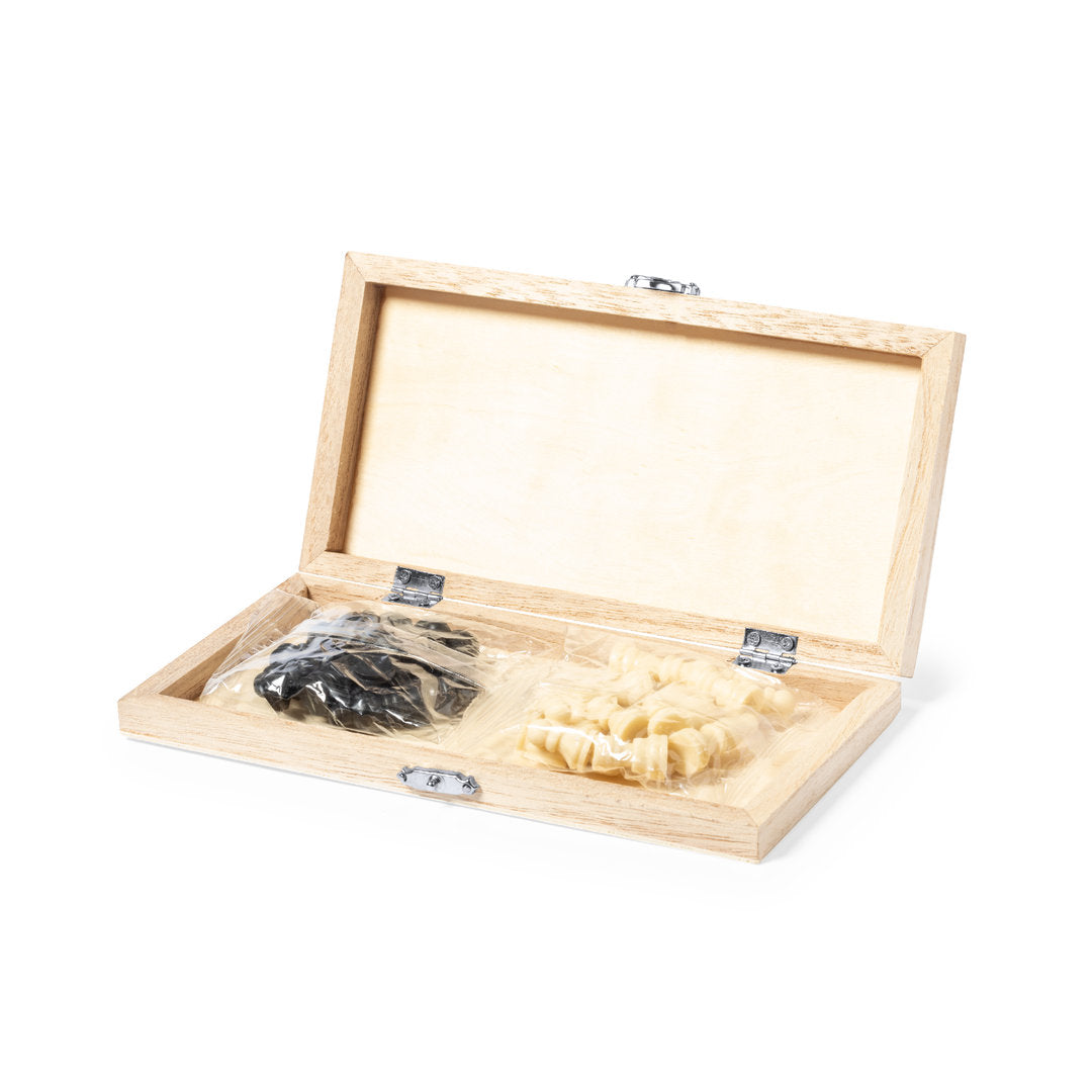 Scacchi con scacchiera pieghevole in legno