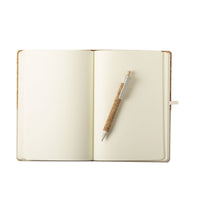 Set quaderno e penna in sughero