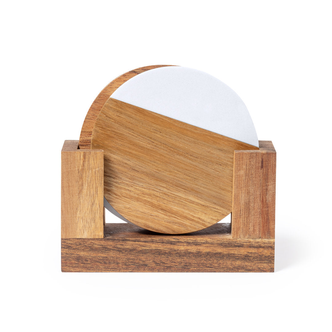 Set 2 sottobicchieri in legno e marmo