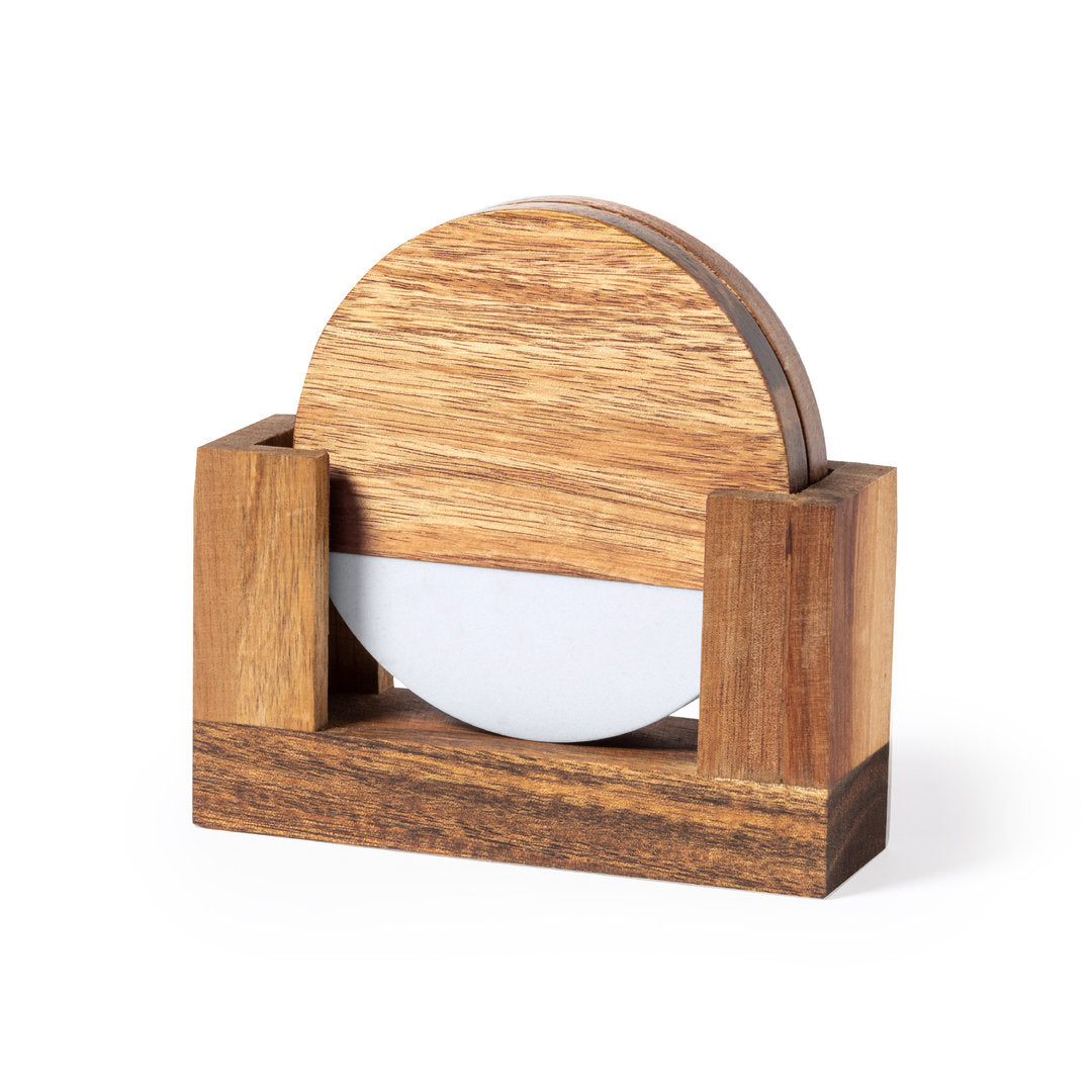 Set 2 sottobicchieri in legno e marmo