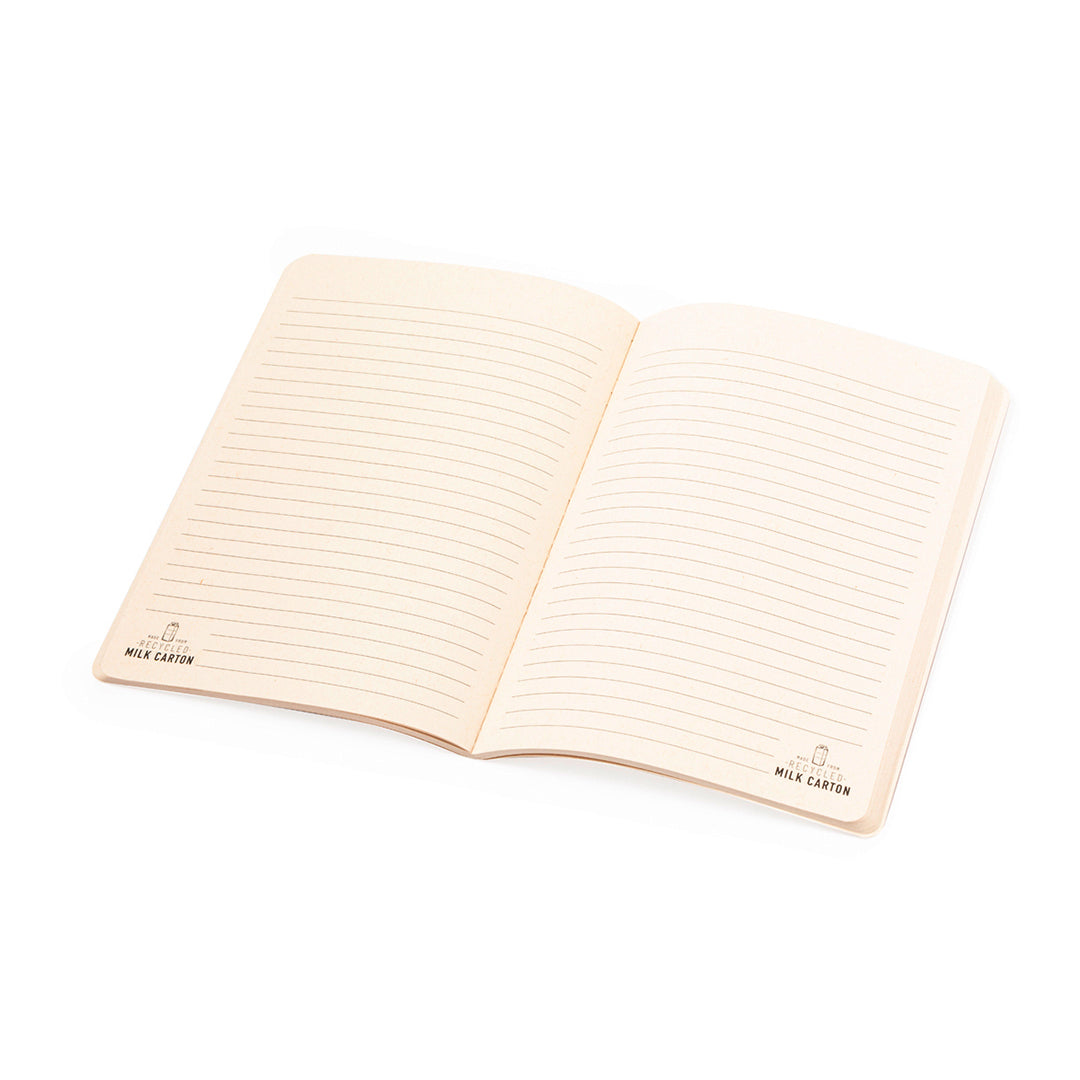 Quaderno A5 realizzato con cartone del latte riciclato