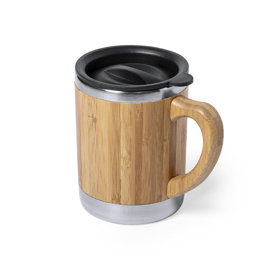 Tazza termica in bambù con coperchio