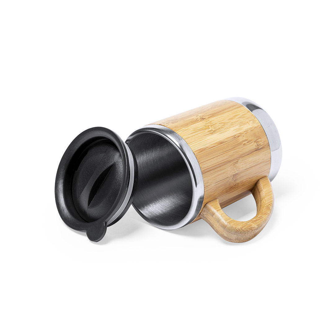 Tazza termica in bambù con coperchio