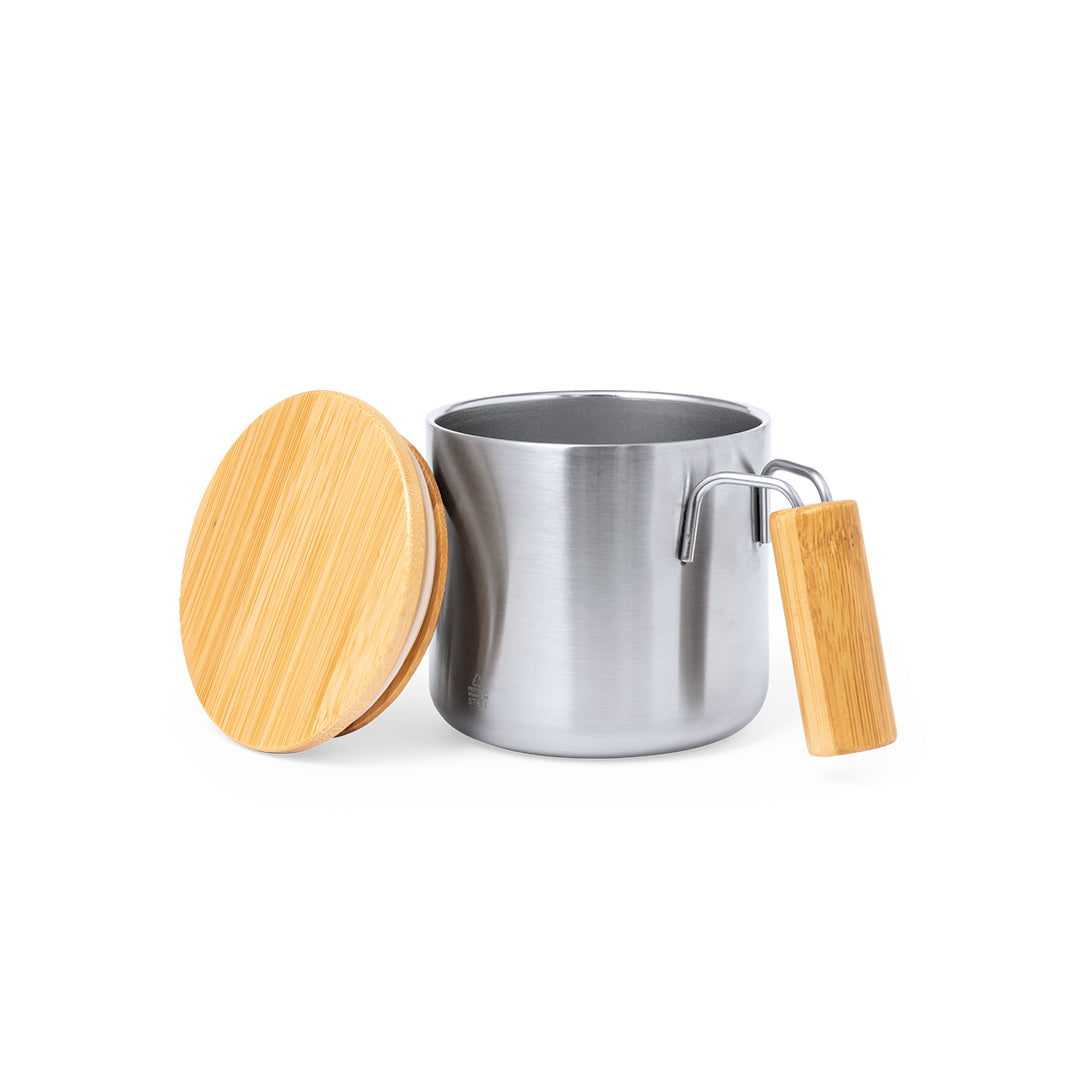 Tazza termica con maniglia in bambù