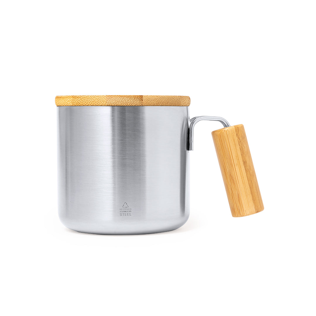 Tazza termica con maniglia in bambù