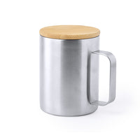 Tazza di acciaio con coperchio in bambù
